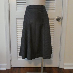 Merona grey white pinstripe skirt wool business zipper lined knee length sz 4